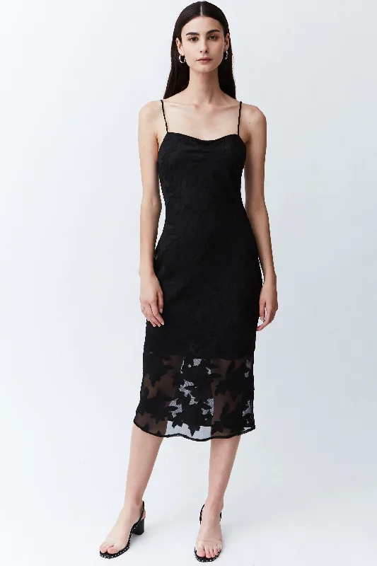 Women's Activewear Outfit Third Form WOMENS MOON FLOWER SLIP DRESS BLACK