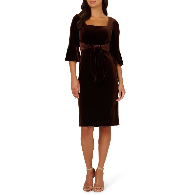 Clothing Woman Adrianna Papell Womens Velvet Tie Front Sheath Dress