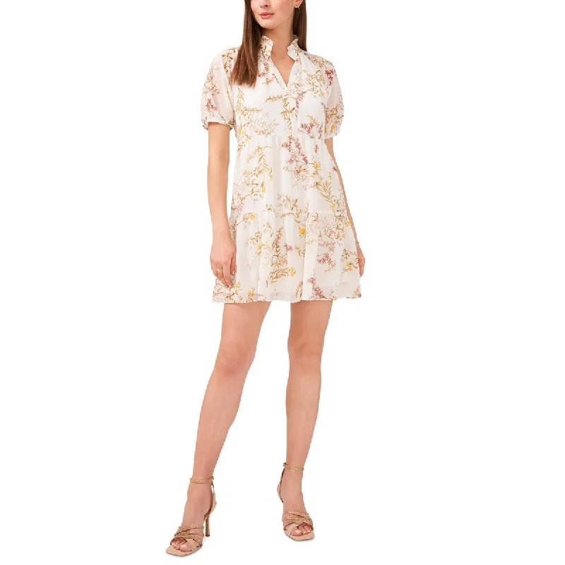 Women's Vacation Garments MSK Womens Petites Tiered Mini Babydoll Dress