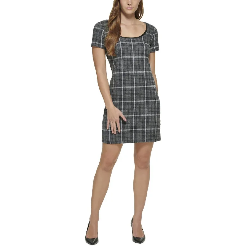 Elegant Women's Evening Garments Calvin Klein Womens Scoop Neck Mini Sheath Dress
