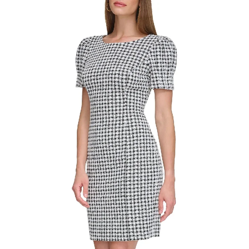 Preppy Style DKNY Womens Sheath Gingham Sheath Dress