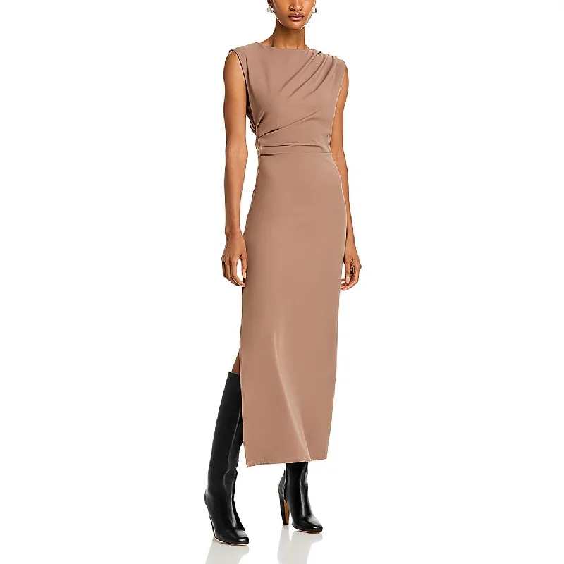 Athleisure Wear Line & Dot Womens Elley Ruched Long Sheath Dress