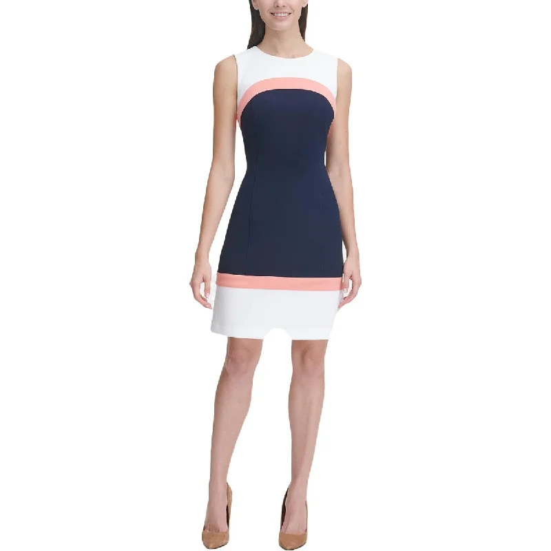 Fashion-Forward Women's Clothing Tommy Hilfiger Womens Colorblock A-Line Sheath Dress