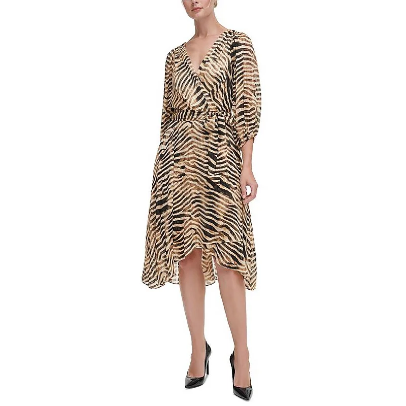 Women's Professional Clothes DKNY Womens Faux Wrap A-Line Fit & Flare Dress
