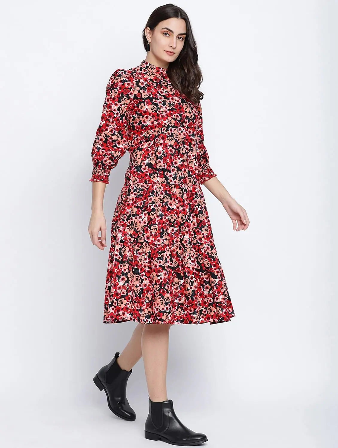 Women's Luxury Garments Whirling Motif Printed Women Dress