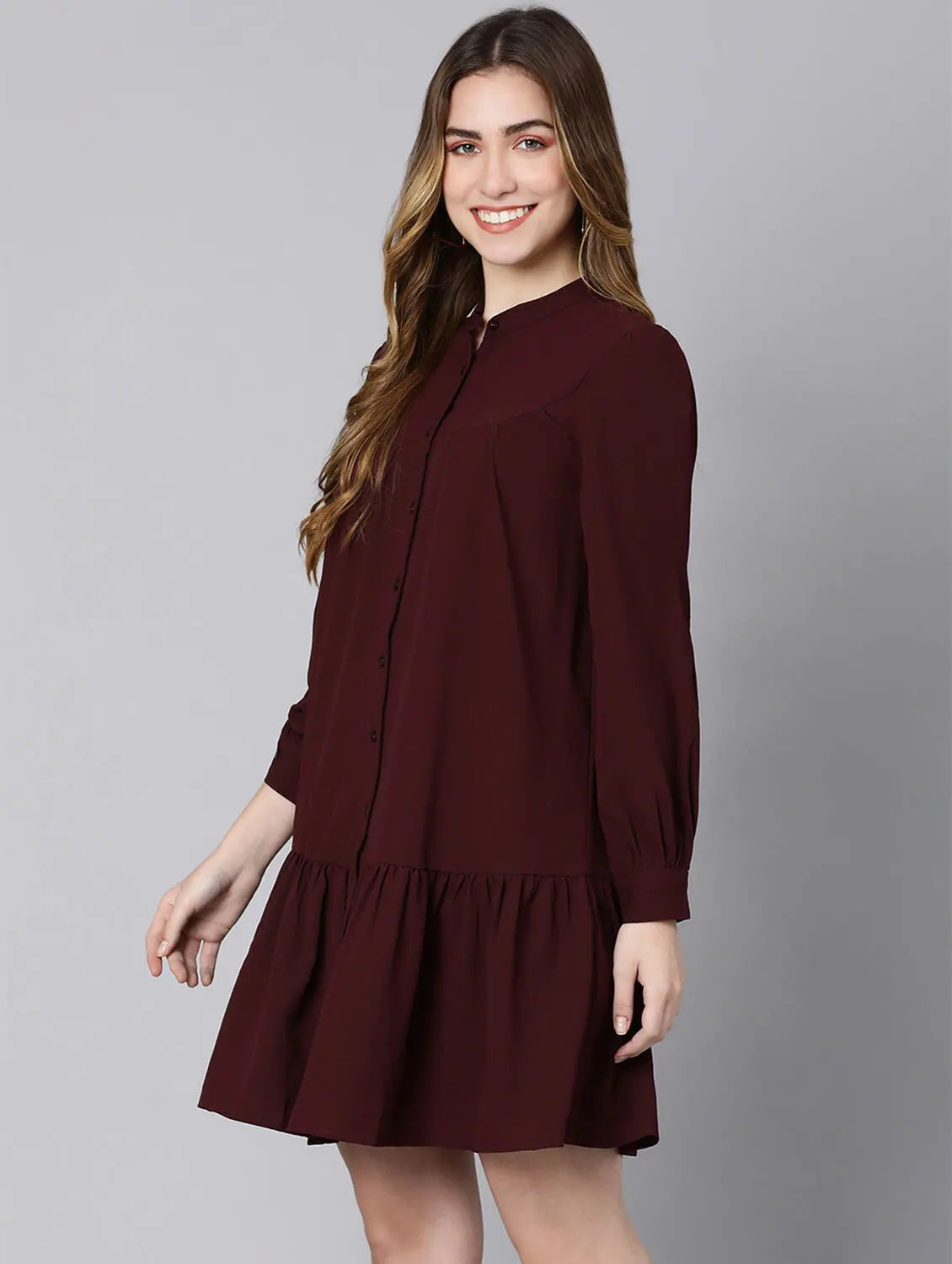 Affordable Online Boutiques Rosing Wine Button-Down Women Dress