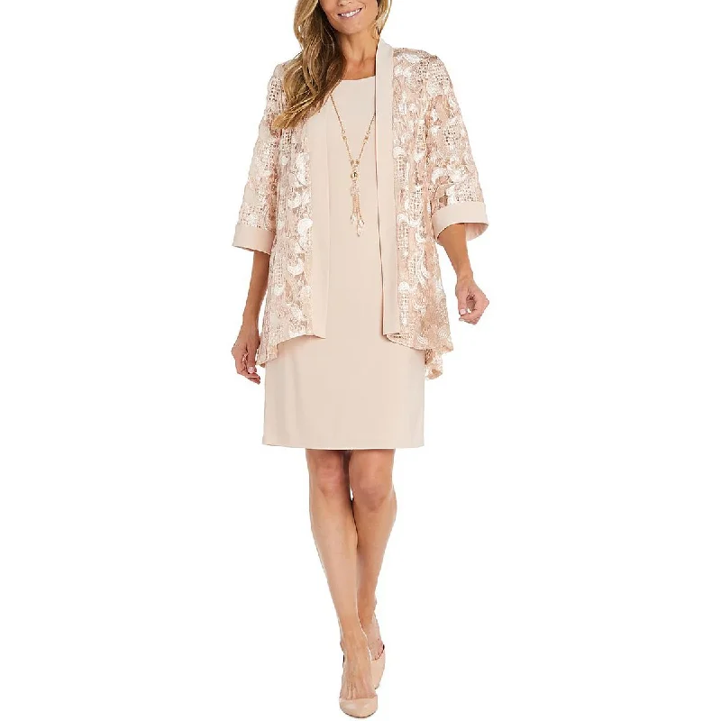 Luxury Fashion R&M Richards Womens Lace Sequined Two Piece Dress