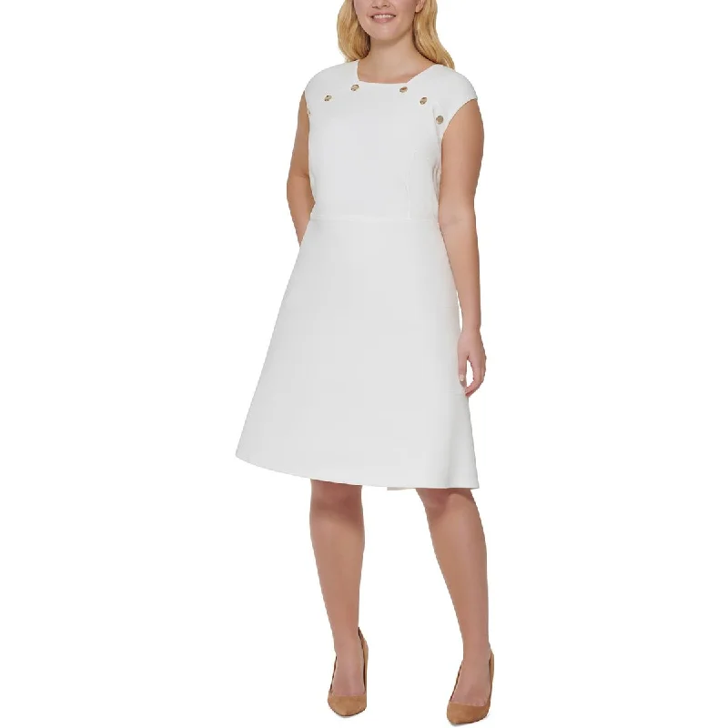 Online Boutique Clothing Tommy Hilfiger Womens Plus Scuba Mini Fit & Flare Dress