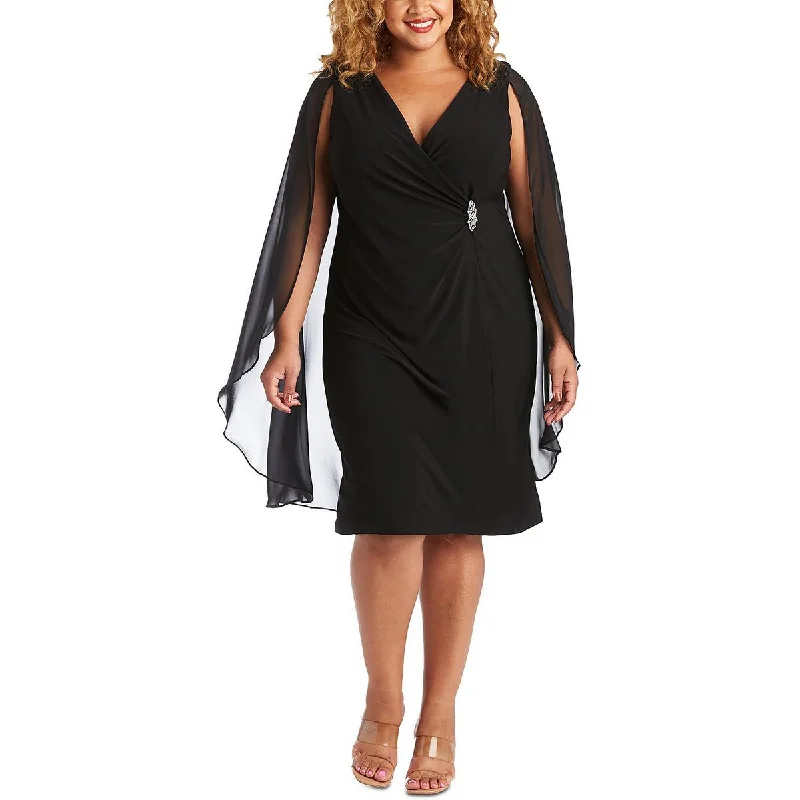 Women's Fashion Clothing R&M Richards Womens Plus Faux Wrap  Sheath Dress