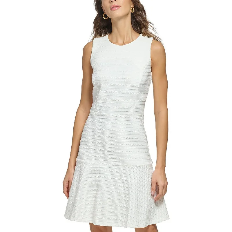Women's Trendy Clothing Tommy Hilfiger Womens Petites Jacquard Mini Fit & Flare Dress