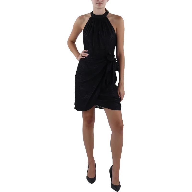 Contemporary Women's Clothing Gabby Skye Womens Above Knee Side Tie Halter Dress