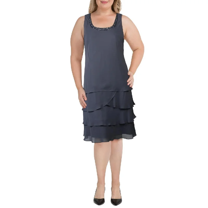 Casual Fashion for Women SLNY Womens Chiffon Tiered Cocktail Dress