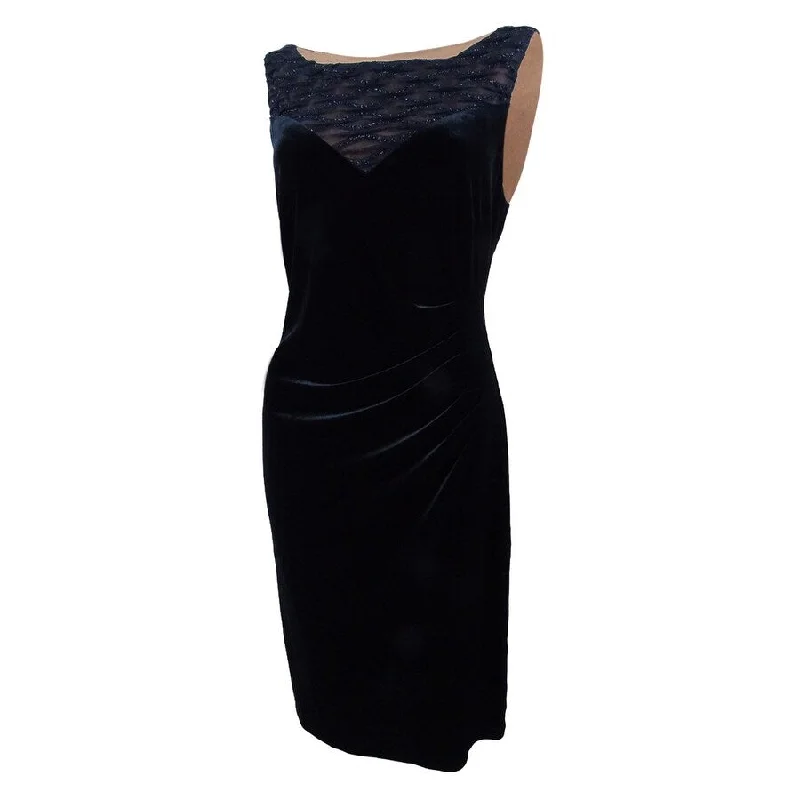 Women's Office Outfit Connected Women's Glitter Illusion Velvet Dress