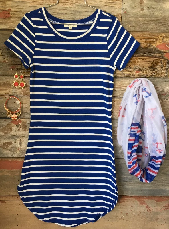 Evening Elegance On the Horizon Tunic Dress: Royal Blue