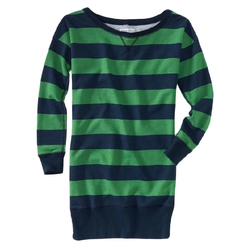 Seasonal Women's Fashion Trends Aeropostale Womens Stripe Fleece Sweater Dress, Blue, Medium