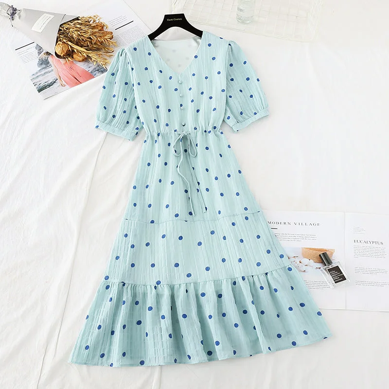 Evening Elegance New French Vintage chiffon skirt fairy super xiansen slim dress  4682