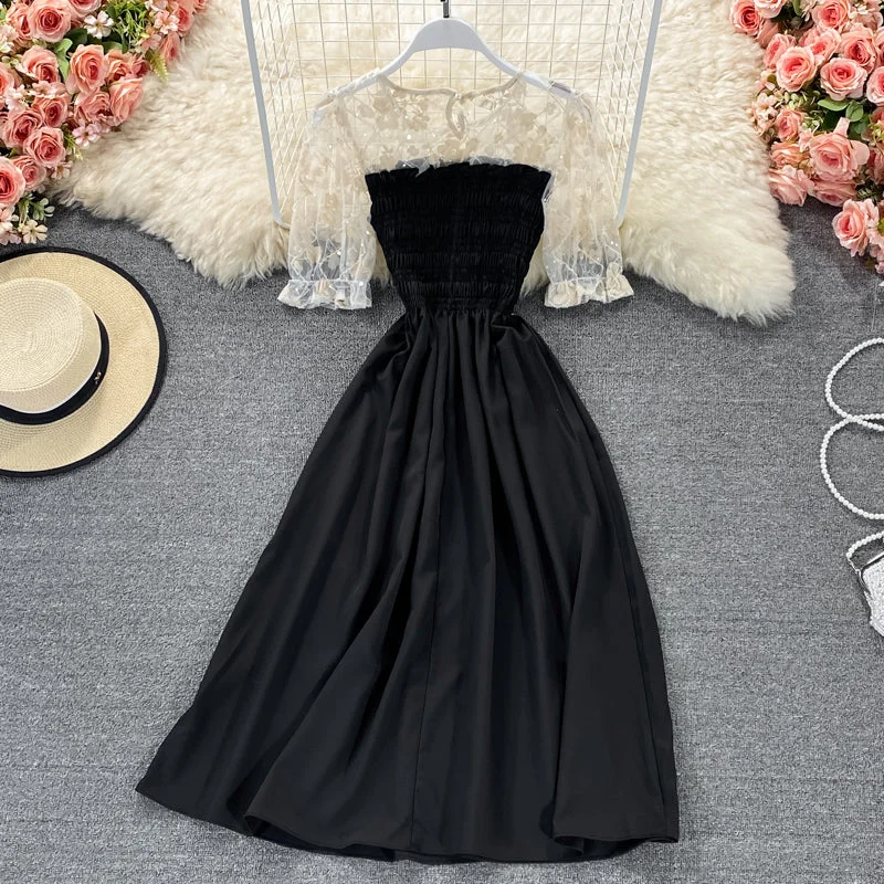 Women's Clothes For Outdoor Events Black A line short dress fashion dress  633