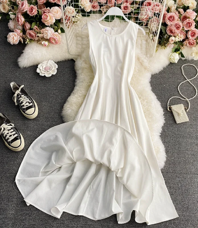 Women's Vacation Clothes Simple A line round neck dress fashion dress  841