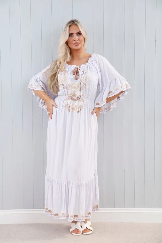 Women's Clothes Samira Embroidered Dress White