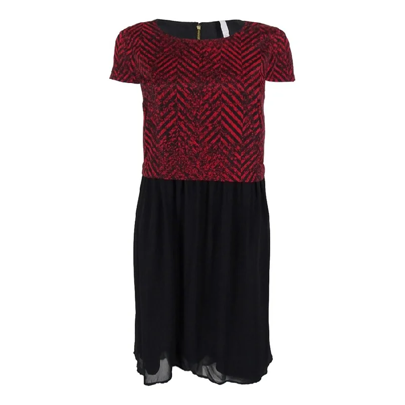 Modern Women's Apparel Kensie Women's Short Sleeve Chevron Print Dress