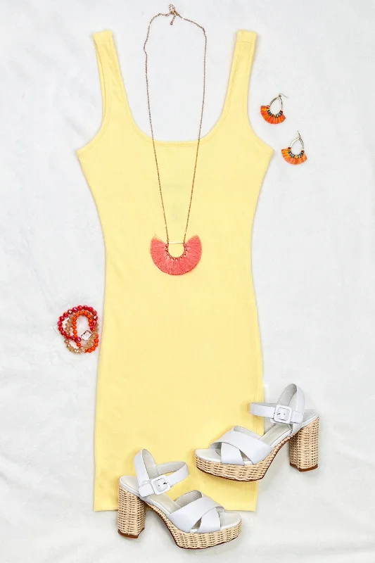 Charming Everyday Clothing For Women Committed To Casual Tank Dress - Lemon