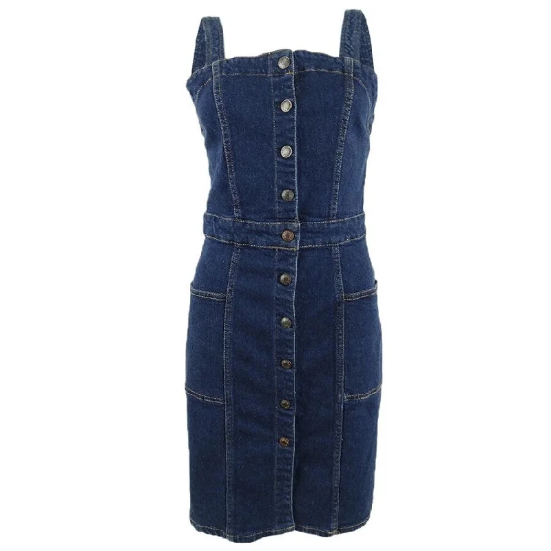 Outfits For Women OAT Women's Fitted Button-Front Overall Dress