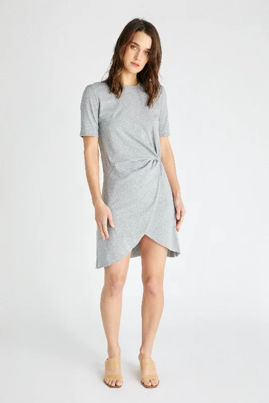 Formal Outfit For Women Etica Short Sleeves Short Dress Veronica Heather Grey