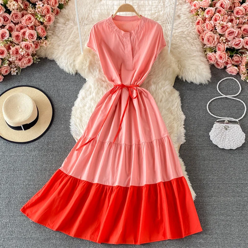 Seasonal Women's Fashion Trends Stylish contrast A line dress  567