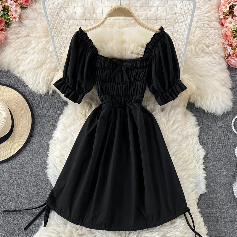 Women's Outerwear Clothing Cute puff sleeve A line dress  610