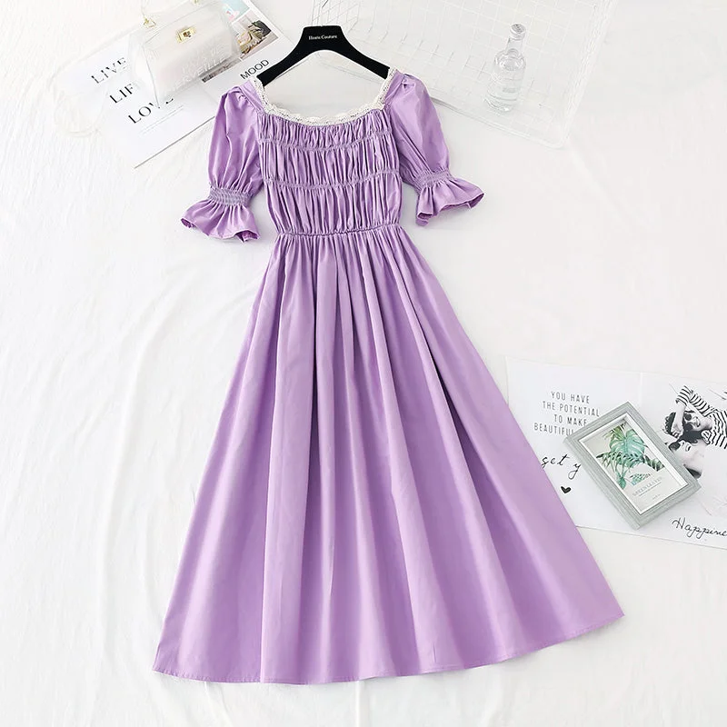 Fashion Sale The new waist is slim, square neck skirt, French retro dress  4528