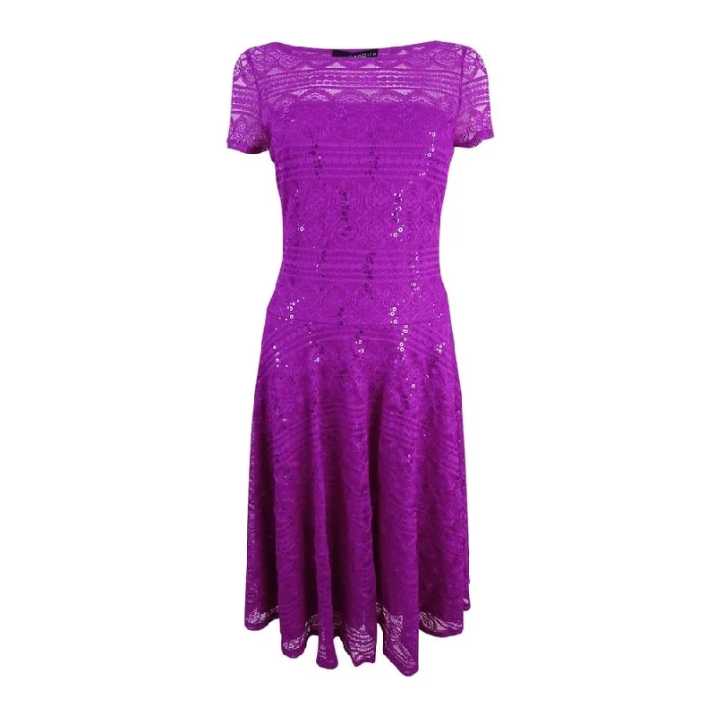 Women's Night-Out Outfit Sangria Women's Sequined Lace Fit & Flare Dress