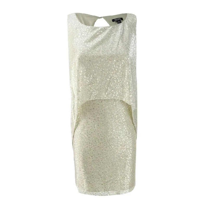 Save Big SL Fashions Women's Metallic Mesh Popover Dress
