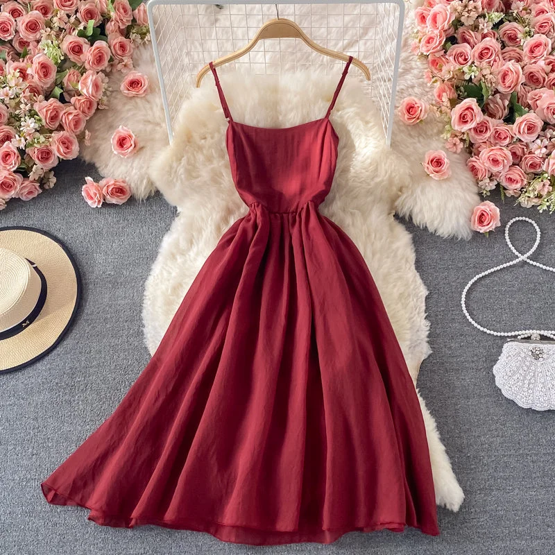 Designer Women's Fashion Online Red A line bow short dress fashion dress  495