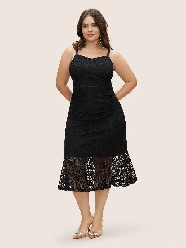 Holiday Gift Guide Sale Rose Crochet Lace Mesh Cami Dress