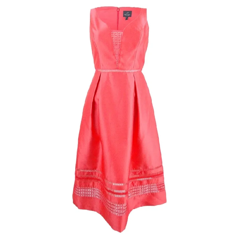Premium Fashion Adrianna Papell Women's Mesh Trim A-Line Dress