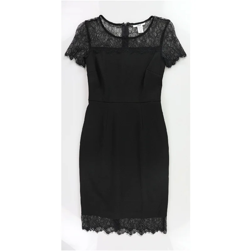 Women's Clothing For Special Occasions bar III Womens Lace Contrast Sheath Dress, Black, XX-Small