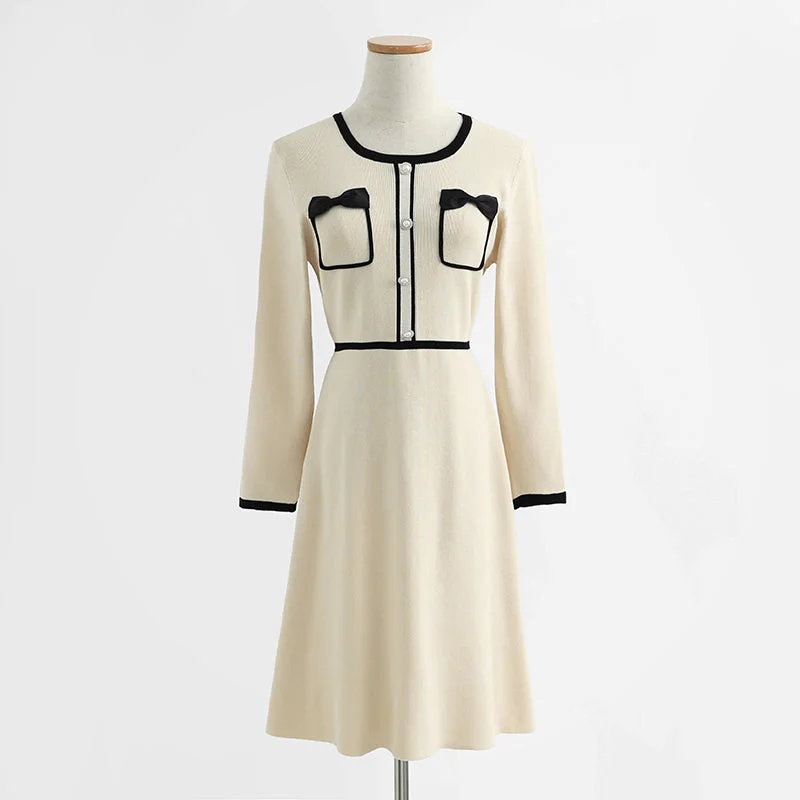 Chic & Cozy Apparel Knitted dress temperament small fragrance skirt thin bottomed skirt  2265