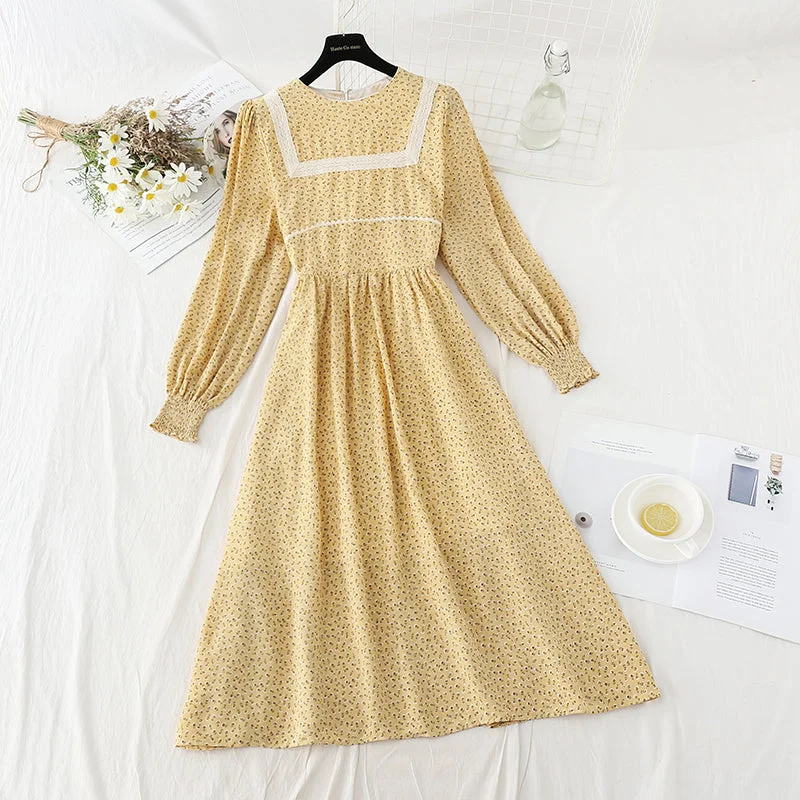 Women's High-Fashion Outfit New women's Chiffon stitched hollow high-grade dress  4825