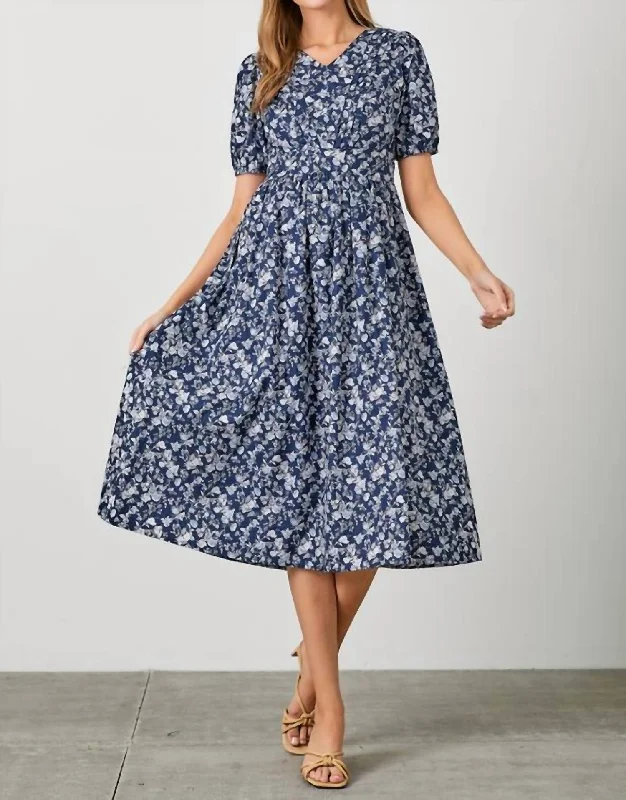 Timeless Classics Marjorie Dress In Navy Multi