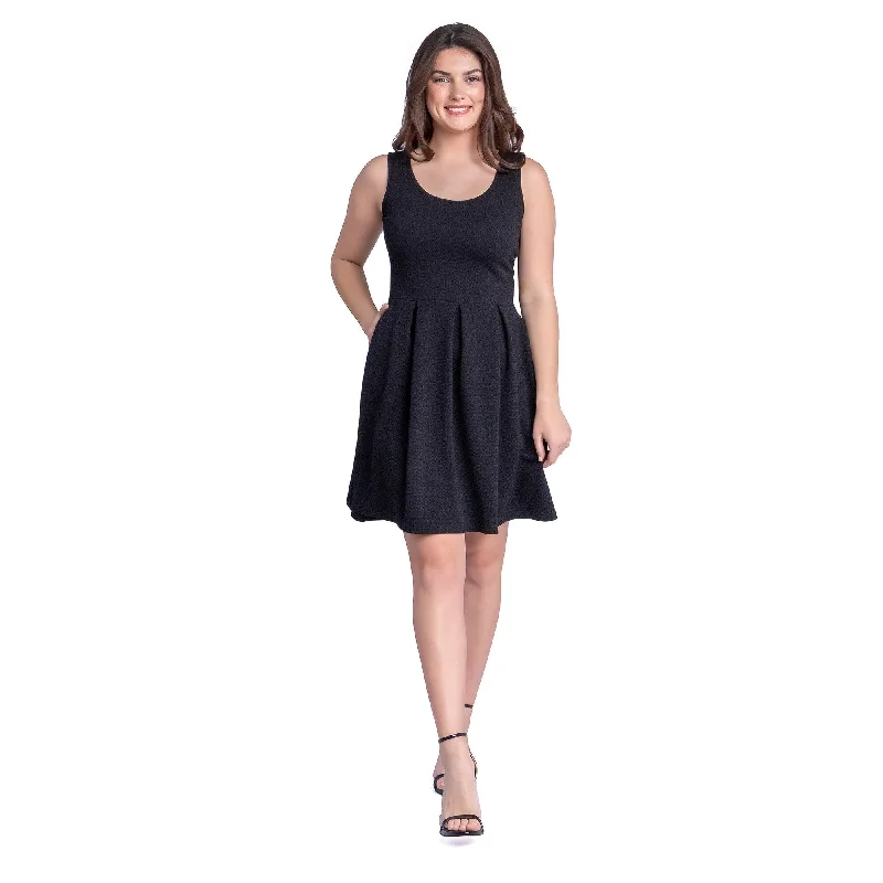 Timeless Women's Fashion Styles 24seven Comfort Apparel Sleeveless Pleated Skater Dress with Pockets Timeless Women's Fashion Styles 24seven Comfort Apparel Sleeveless Pleated Skater Dress with Pockets