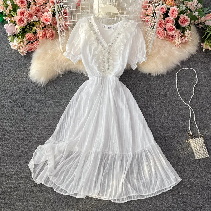 Women's Functional Outfit For Outdoor Activities White A line short dress fashion dress  615