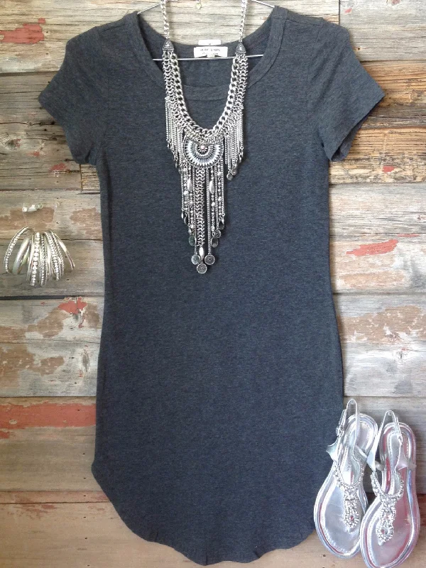 Women's Stylish Casual Garments Fun in the Sun Tunic Dress: Charcoal
