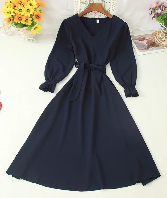 Business Casual Outfits A line v neck chiffon short dress fashion dress  1006