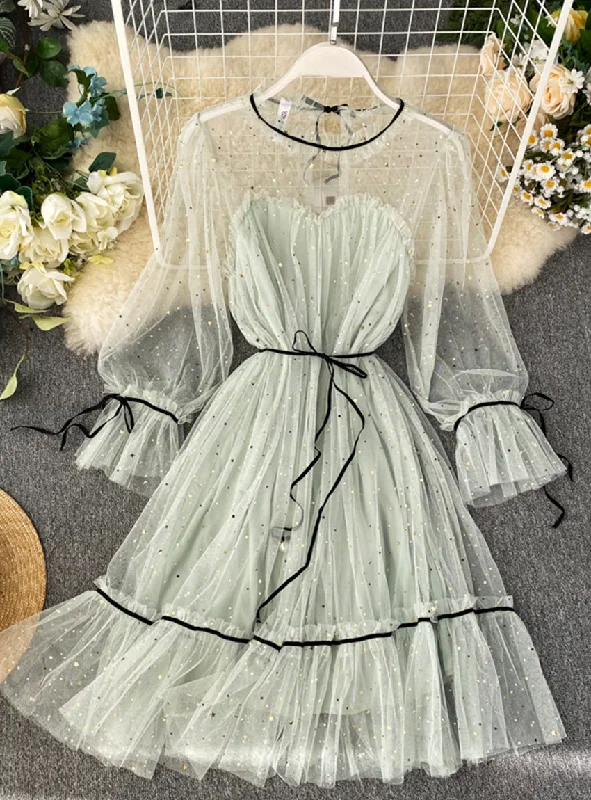 Classic Clothes For Women Lovely tulle stars sequins dress summer dress  1176