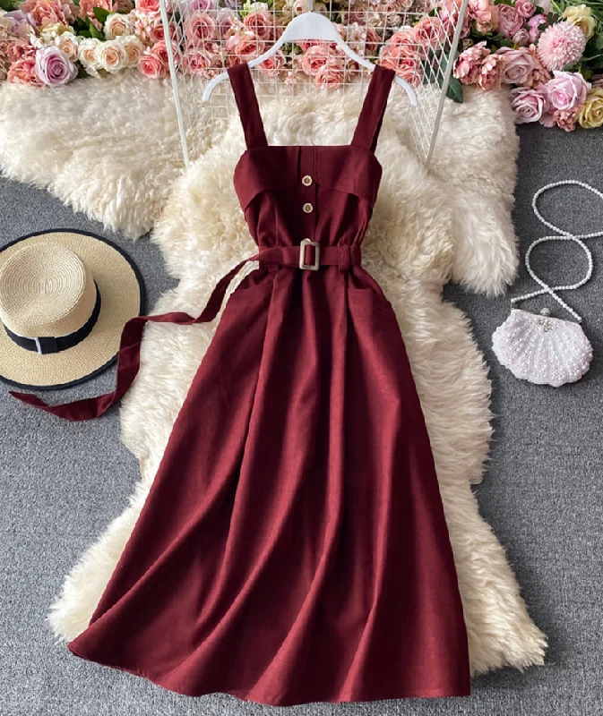 Vibrant Femme Fashion Lovely A line corduroy dress  941