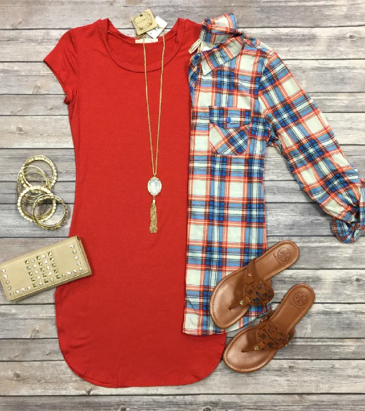 Women's Comfortable Lounge Garments Fun in the Sun Tunic Dress: Chili
