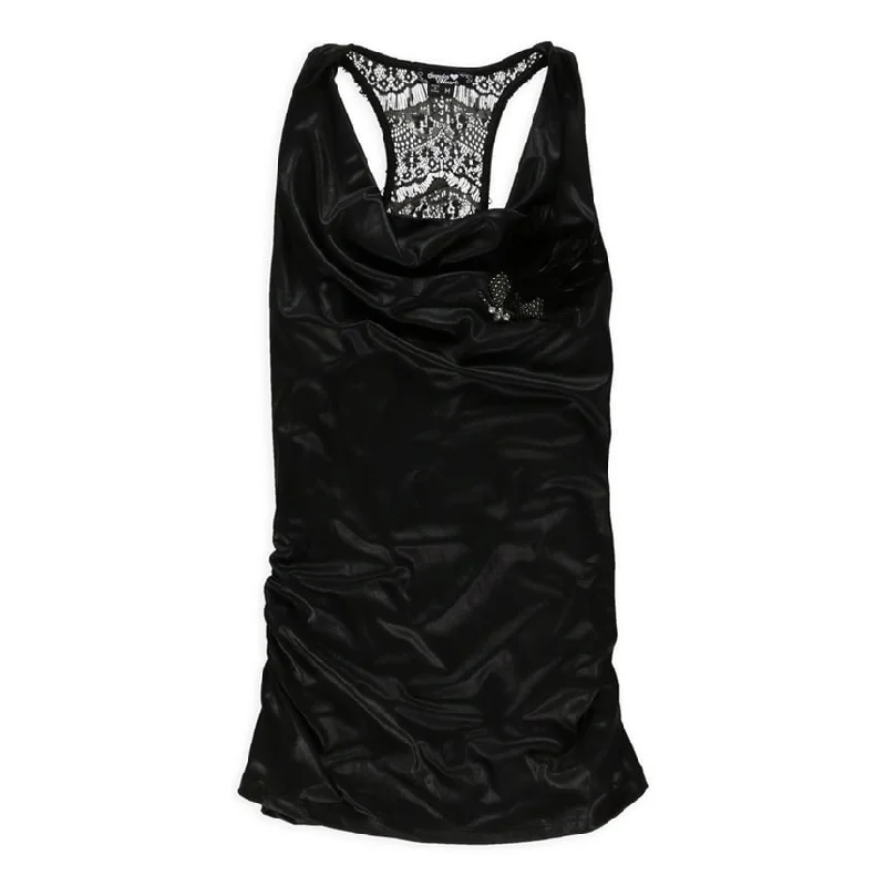 Women's Vacation Outfit Sequin Hearts Womens Glitterati Girl Pleated Dress, Black, Medium
