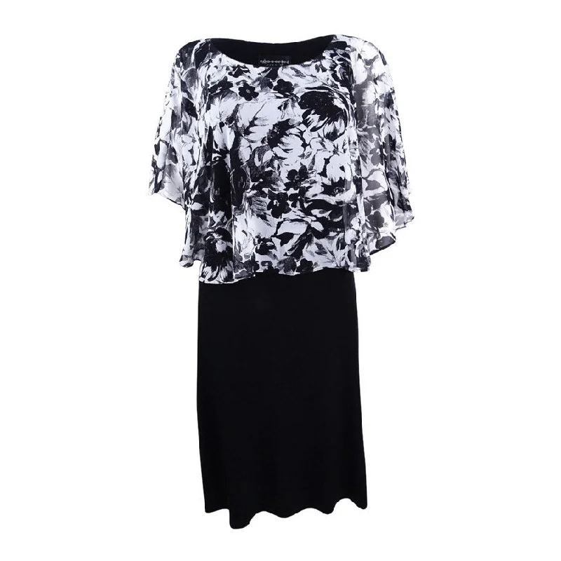 Workwear Fashion for Women Connected Women's Printed Cape Overlay Sheath Dress