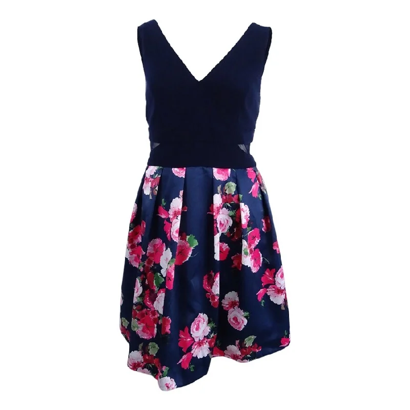 Plus-Size Women's Garments Xscape Women's Illusion Floral-Print Fit & Flare Dress (12, Navy) Plus-Size Women's Garments Xscape Women's Illusion Floral-Print Fit & Flare Dress (12, Navy)