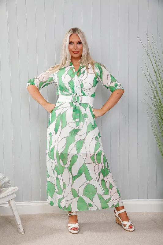 Women's Fashionable Clothing Sets Speckled Outline Dress Lime